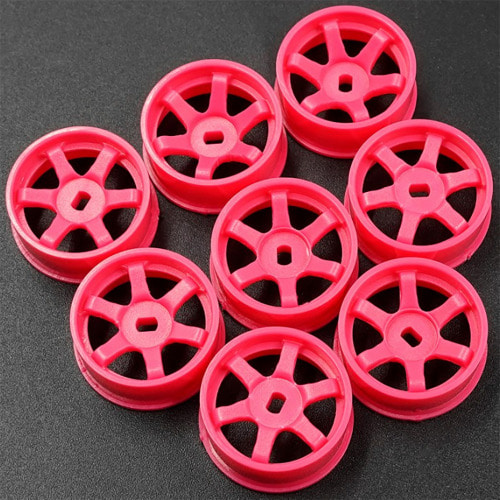 하비몬[#WL-0145FPK] [8개입｜내로우 AWD] Plastic Narrow Rim Set 8.5mm (Offset 0 +1 +2 +3) Florescent Pink for 1/28 Mini-Z AWD (교쇼 미니지 휠 세트)[상품코드]YEAH RACING