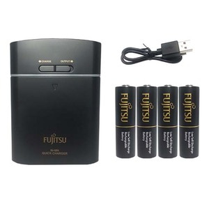 하비몬[#592219] Fujitsu Battery Charger (Black) w/AA Battery 1.2V 2450mAh (4개)[상품코드]FUJITSU