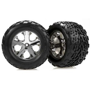 하비몬[#AX3669] Tires &amp; Wheels, Assembled, Glued (2.8&quot;) (All-Star Chrome Wheels, Talon Tires, Foam Inserts) (Nitro Rear/ Electric Front) (2) (VXL)[상품코드]TRAXXAS