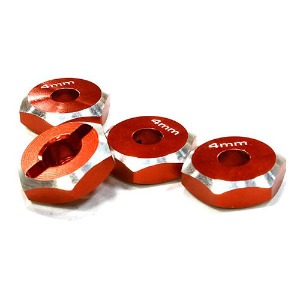 하비몬[단종] [#C26368RED] 12mm Hex Wheel (4) Hub 4mm Thick for 1/10 Axial, Tamiya, TC &amp; Drift (Red)[상품코드]INTEGY