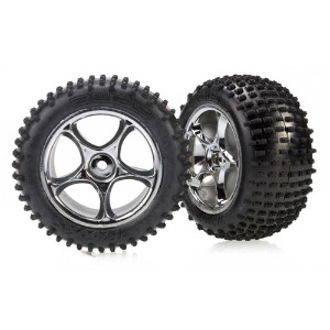하비몬[#AX2470R] Tires &amp; Wheels, Assembled (Tracer 2.2&quot; Chrome Wheels, Alias 2.2&quot; Tires) (2) (Bandit Rear, Soft Compound With Foam Inserts)[상품코드]TRAXXAS