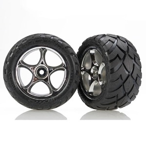 하비몬[#AX2478R] Tires &amp; Wheels, Assembled (Tracer 2.2&quot; Chrome Wheels, Anaconda® 2.2&quot; Tires With Foam Inserts) (2) (Bandit Rear)[상품코드]TRAXXAS