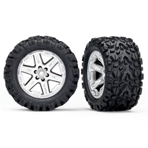 하비몬[#AX6774R] Tires &amp; Wheels, Assembled, Glued (2.8&quot;) (RXT Satin Chrome Wheels, Talon Extreme Tires, Foam Inserts) (2WD Electric Rear) (2) (TSM Rated)[상품코드]TRAXXAS