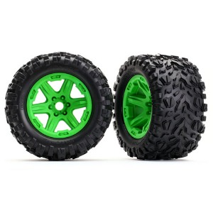 하비몬[#AX8672G] Tires &amp; Wheels, Assembled, Glued (Green Wheels, Talon EXT Tires, Foam Inserts) (2) (17mm Splined) (TSM Rated)[상품코드]TRAXXAS