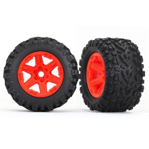 하비몬[#AX8672A] Tires &amp; Wheels, Assembled, Glued (Orange Wheels, Talon Ext Tires, Foam Inserts) (2) (17mm Splined) (Tsm Rated)[상품코드]TRAXXAS