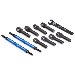 하비몬[#AX8638X] Toe Links, E-Revo® Vxl (Tubes Blue-Anodized, 7075-T6 Aluminum, Stronger Than Titanium) (144mm) (2)/ Rod Ends, Assembled With Steel Hollow Balls (8)/ Aluminum Wrench, 10mm (1)[상품코드]TRAXXAS