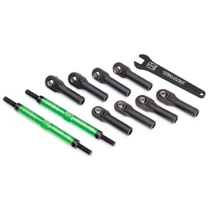 하비몬[#AX8638G] Toe Links, E-Revo® Vxl (Tubes Green-Anodized, 7075-T6 Aluminum, Stronger Than Titanium) (144mm) (2)/ Rod Ends, Assembled With Steel Hollow Balls (8)/ Aluminum Wrench, 10mm (1)[상품코드]TRAXXAS