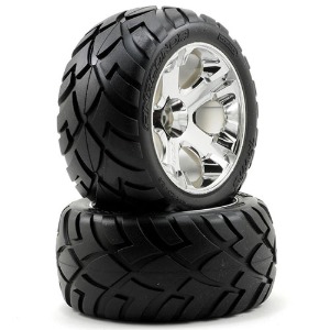 하비몬[#AX5576R] Tires &amp; Wheels, Assembled, Glued (All-Star Chrome Wheels, Anaconda® Tires, Foam Inserts) (Nitro Rear/ Electric Front) (1 Left, 1 Right)[상품코드]TRAXXAS