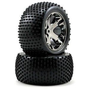 하비몬[#AX3770A] Tires &amp; Wheels, Assembled, Glued (2.8&quot;) (All-Star Black Chrome Wheels, Alias® Tires, Foam Inserts) (Rear) (2) (TSM Rated)[상품코드]TRAXXAS