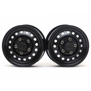 하비몬[#BRW780955FBK] [2개입｜폭 22.8mm] 1.55&quot; 16-Hole Classic Steelie Reversible Beadlock Wheels (Front) w/XT504 Hubs (Black)[상품코드]BOOM RACING