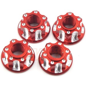 하비몬[단종] [#SDY-0164RD] [4개입] Aluminium 4mm Serrated Lock Nut (Red)[상품코드]SLIDELOGY