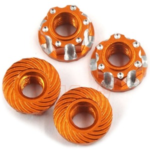하비몬[단종] [#SDY-0164OR] [4개입] Aluminium 4mm Serrated Lock Nut (Orange)[상품코드]SLIDELOGY