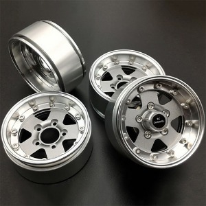 하비몬[#RCC-WA61950] [4개입] 1.9&quot; +5mm Offset Beadlock Aluminum Wheel Set w/12mm Hex (Titanium Silver)[상품코드]RC CHANNEL
